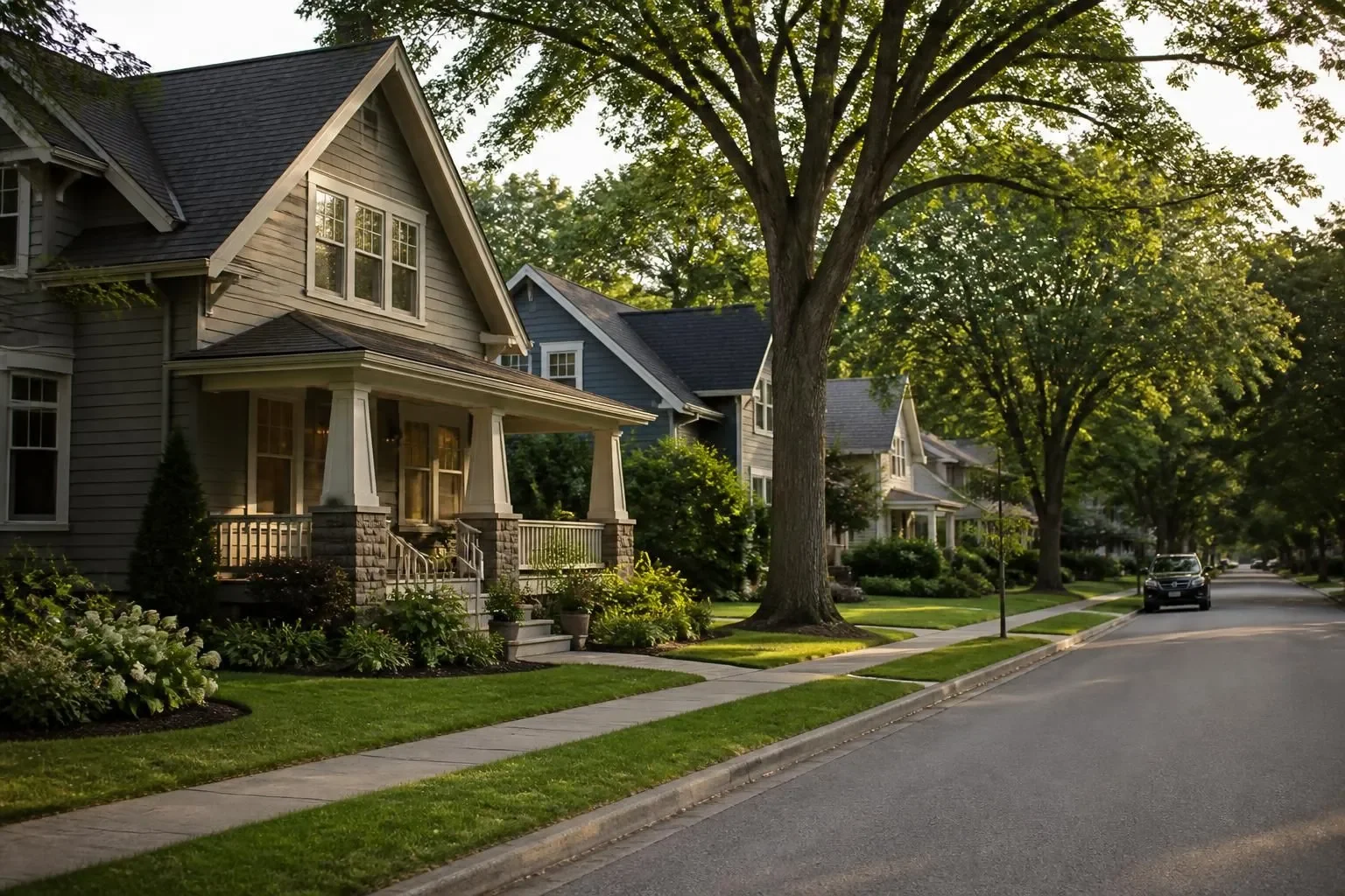 Craftsman homes on a tree-lined street in La Mesa